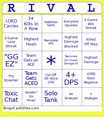 Marvel Rival Sheet 5 Bingo Card