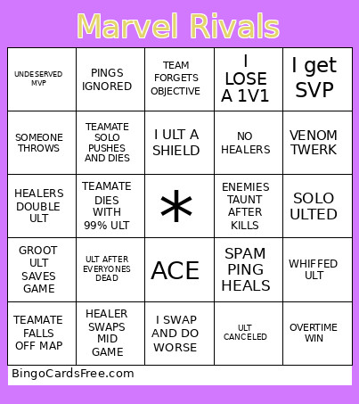 Marvel Rivals Bingo Card