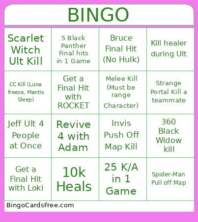MARVEL RIVALS Bingo Card