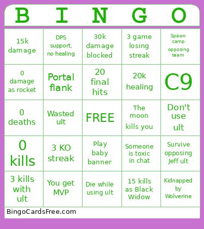 Marvel Rivals Bingo Card