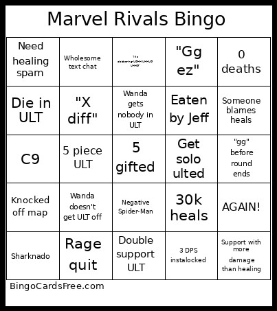 Marvel Rivals Bingo Card 2