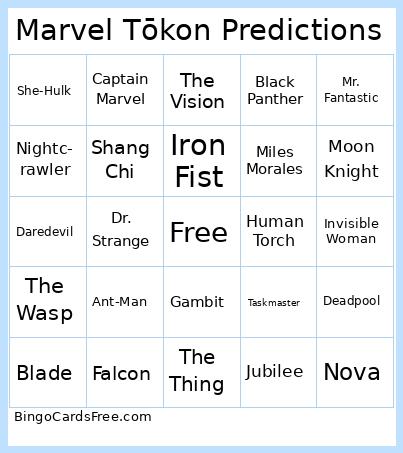 Marvel Tōkon Predictions Bingo