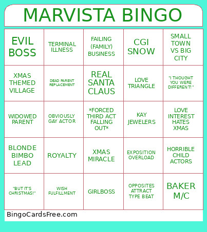 Marvista Movie Bingo Card