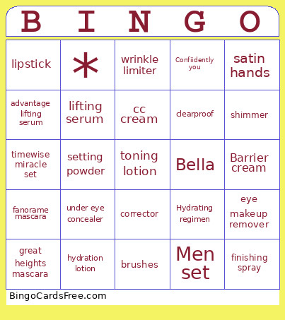 Mary Kay Bingo Card