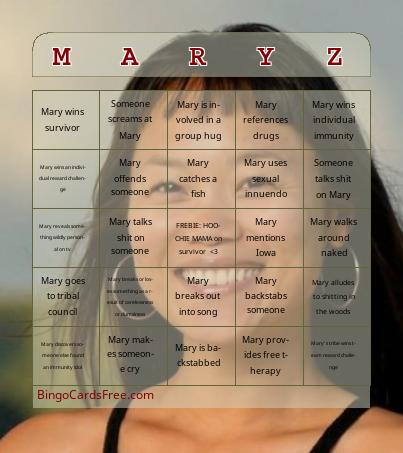 MARY ON SURVIVOR Bingo