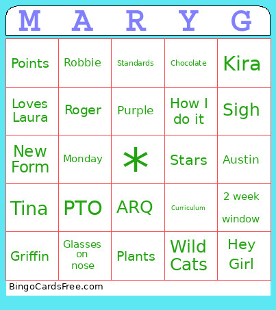 MaryG Bingo Card