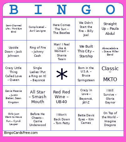 MASHUP Bingo Card