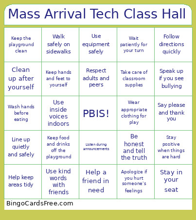 Mass Arrival Tech Class Hall Bingo Card