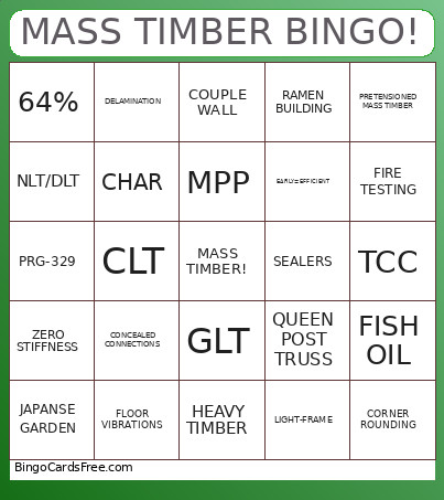 MASS TIMBER ! Bingo Card