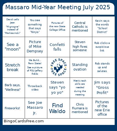 Massaro Mid-Year Meeting July 2025 Bingo