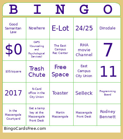 Massengale Bingo Card