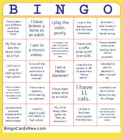 Master Gardener Bingo Card