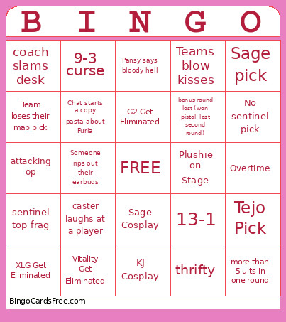 Masters London Week Two Bingo Card