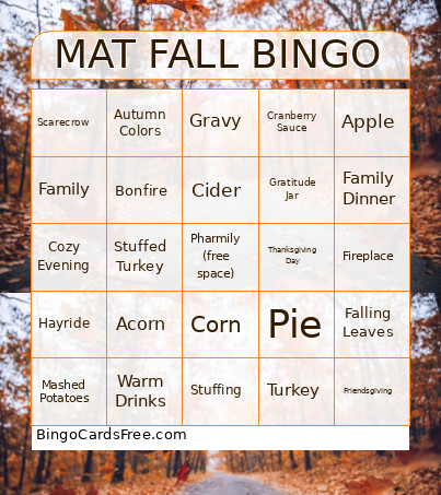 MAT Fall 2 Bingo Card