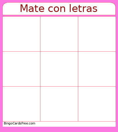 Mate Con Letras Bingo Card