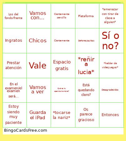 Mates Bingo Card