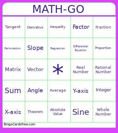 MATH-GO 2026 Bingo Card