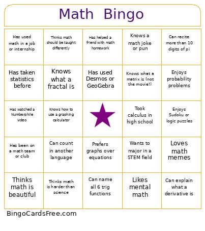 Math Template CRM Bingo