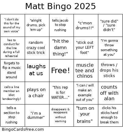Matt 2025 Bingo Card
