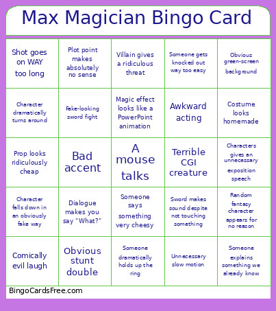 Max Magician And The Legend Of The Rings Bingo Card