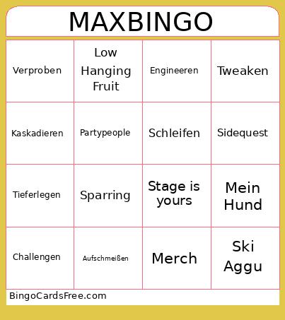 Max Bingo Card