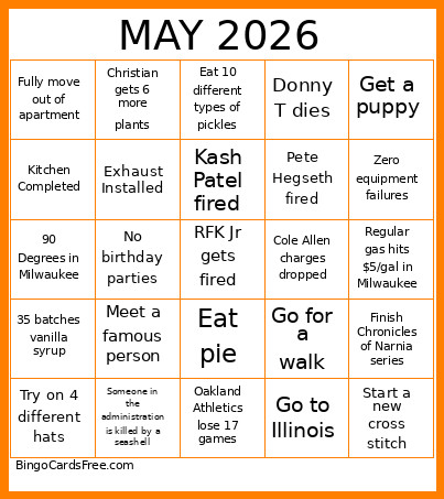 May 2026 Bingo Card