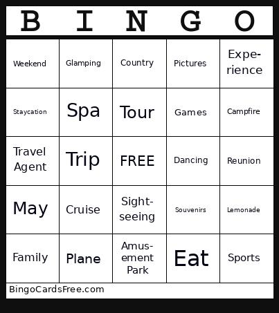May Bingo - Vacation