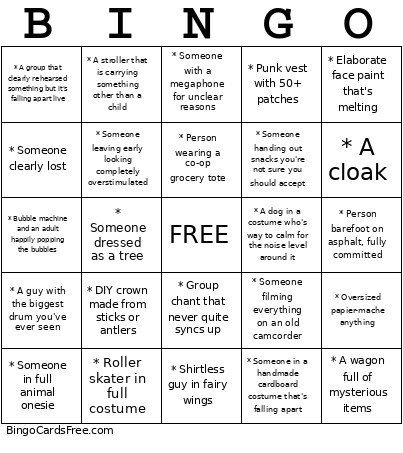 May Day 2036 Bingo Card