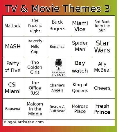 mb tv and movie themes 3 Bingo