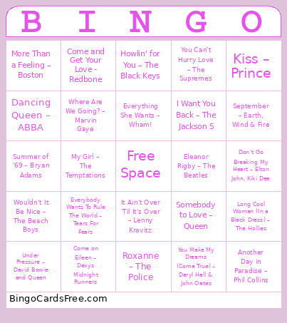 MB2: Cindy's Classics Bingo Card