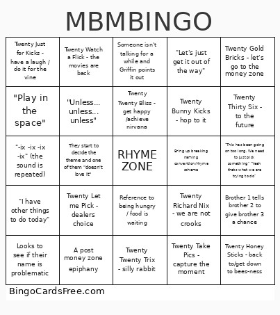MBM Bingo Card
