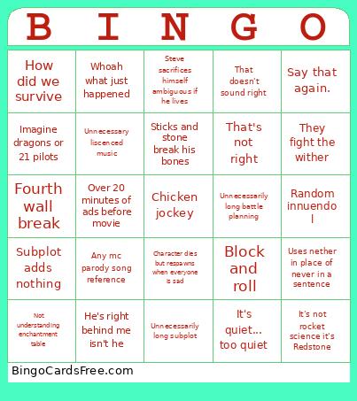Mc Movie Bingo Card 3