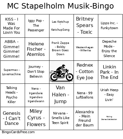 MC Stapelholm Musik- Bingo Card