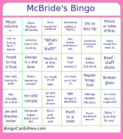 McBride's Bingo