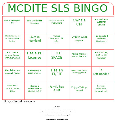 MCDITE SLS Bingo Card