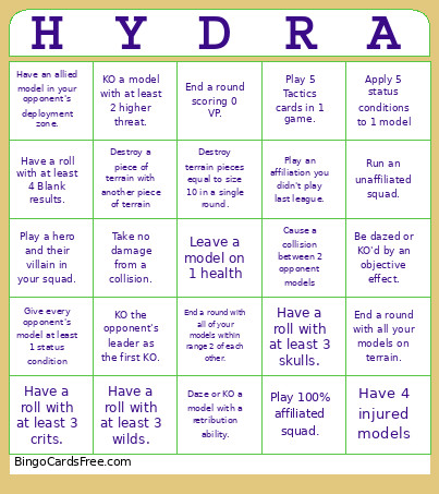 MCP League Bingo Card