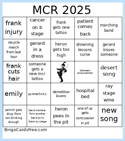 mcr tour Bingo