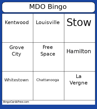 MDO Bingo Card