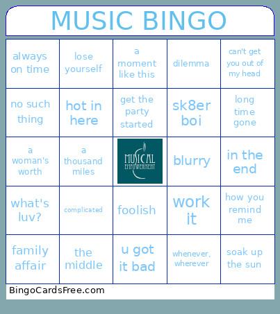 ME Music Bingo Card