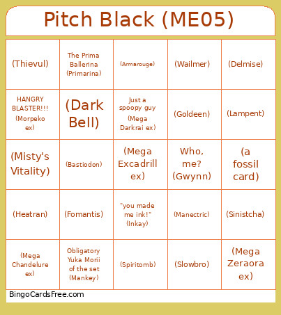 ME05 - Pitch Black Bingo Card