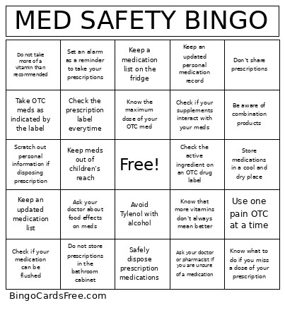 MED SAFETY Bingo Card