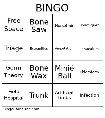 Medical Bingo Card