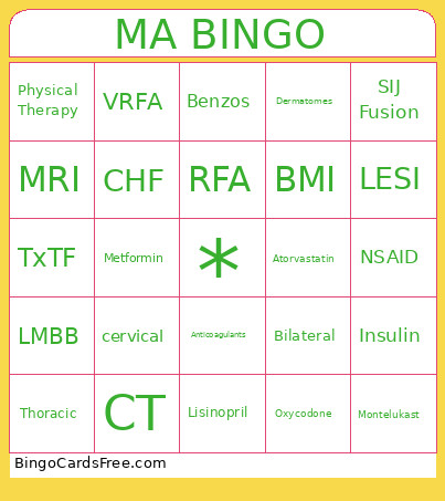 Medical Assistant Bingo Card