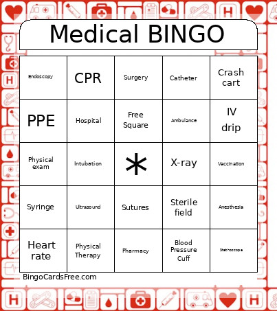 Medical Bingo Card