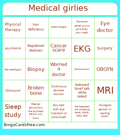 Medical Girlies Bingo Card