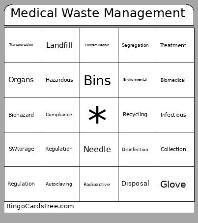 Medical Waste Management Bingo Card