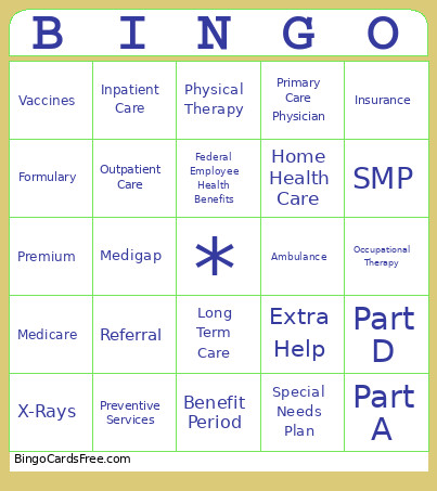 Medicare Bingo Card
