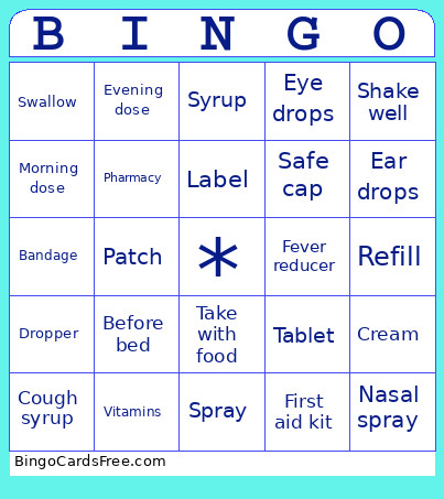 Medication Bingo Card