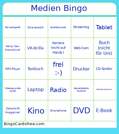 Medien Bingo Card