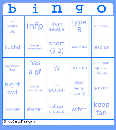 Meeee Bingo Card